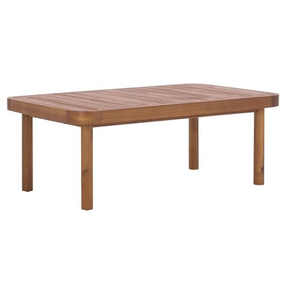 SAFAVIEH Outdoor Patio Furniture Collection - Cardori Teak & Cream Solid Wood Bench with Cushions and Coffee Table Set, 2-Piece Patio Seating Ensemble (PAT6808A)