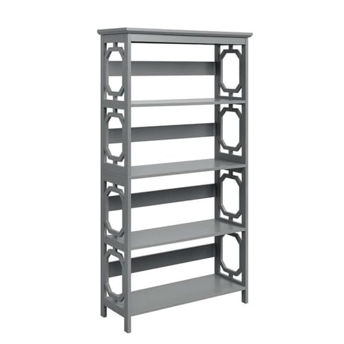 Omega 5 Tier Bookcase, Gray