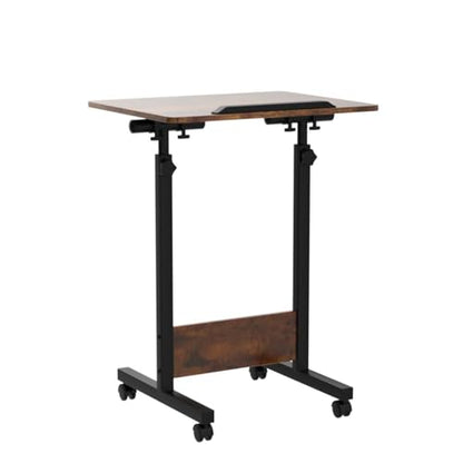 Height Adjustable Mobile Standing Desk 16×24 in,360° Flip Desk Stand Desks Home Office Table Standing for Small Space Offices,Easy to Assemble(Adjustable Height: 32in-47in)