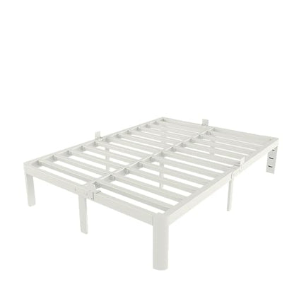 White Bed Frame Queen Size 12 Inch, Queen Bed with Metal Gaskets, view 2
