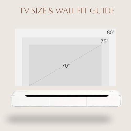 Fully-Assembled Floating TV Stand, 71" Wall Mounted TV Stand with Power Outlet, view 4