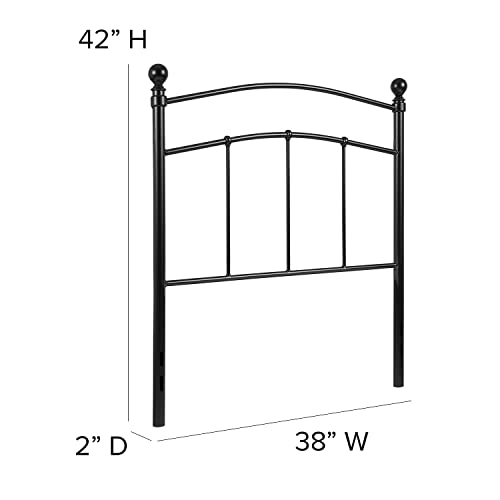 Woodstock Decorative Black Metal Twin Size Open Slat Headboard with Round Posts