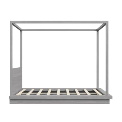 Queen Size Canopy Bed with Headboard (Gray), view 6