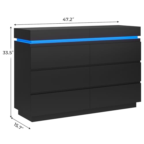 Modern 6 Drawer Dresser with Sliding Desktop, view 3