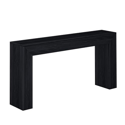 Grand Console Table, 66 Inch Modern Solid Wood Sofa Table, Narrow Entryway Table for Hallway, Behind the Couch, Living Room, Foyer, Black Wirebrush