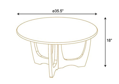 Wooden Round Coffee Table, Curved Leg, Furniture, Accent Couch, Coffee Table for Livingroom, Round Wood Table, 36 x 18 Inches, Natural