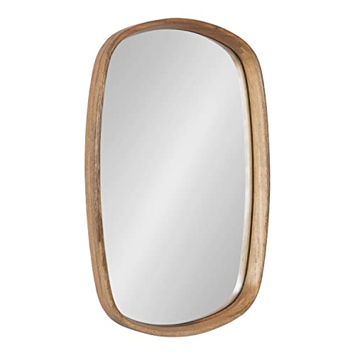 Prema Soft Round Rectangle Modern Wall Mirror; Natural Brown; 20 x 30; Framed Rounded Rectangular Mango Wood Mirror for Minimal Home Decor