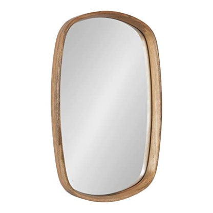 Prema Soft Round Rectangle Modern Wall Mirror; Natural Brown; 20 x 30; Framed Rounded Rectangular Mango Wood Mirror for Minimal Home Decor