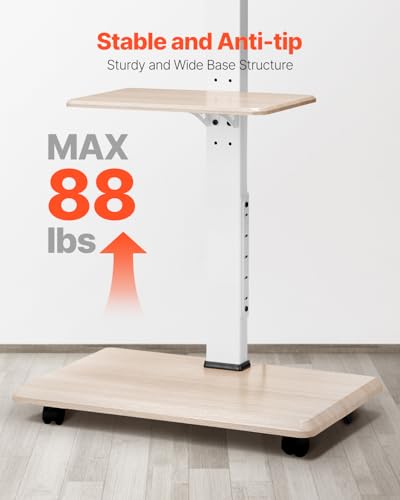Rolling TV Stand, Mobile TV Cart for 32-70 Inch Screens, 25° Left-Right Rotation and Height Adjustable TV Mount with Tray, Holds up to 88 lbs for Corner, Bedroom, Outdoor, Max VESA 600x400mm