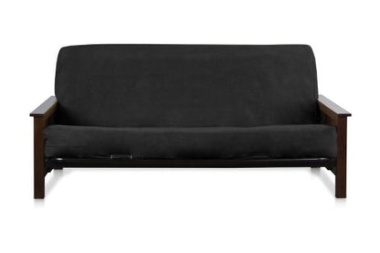 Black, Queen Size 60x80+10" Easy Fit Fitted Futon Cover Bonded Micro-Suede Sofa Daybed Mattress Slipcover | Elastic Backing (Black, Queen Size)