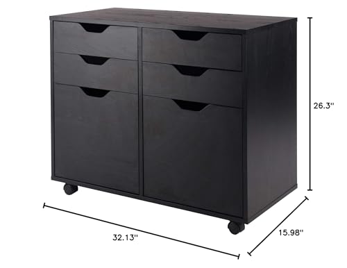 Wood Halifax 2-Section Mobile Storage Cabinet - Stylish, Versatile, Easy to Move