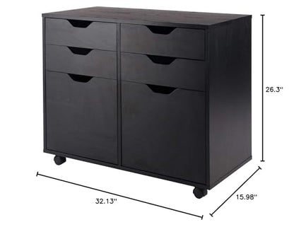 Wood Halifax 2-Section Mobile Storage Cabinet - Stylish, Versatile, Easy to Move