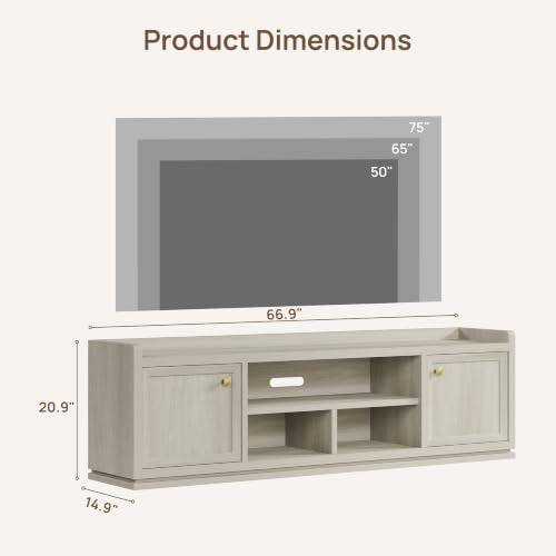 TV Stand Entertainment Center, 67" Wide TV Console for Living Room, view 3