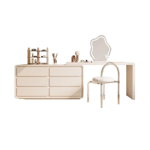 Vanity Desk Cream Style Solid Wood Dressing Table, Bedroom, Single Storage Cabinet Table for Bedroom