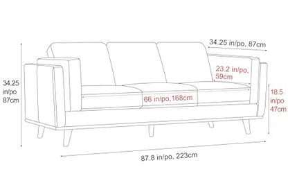 Valencia Artisan Full Leather Sofa 88” | Pure Full Italian Nappa Leather Couch, Solid Wood Accent, Ultimate Comfort, Black