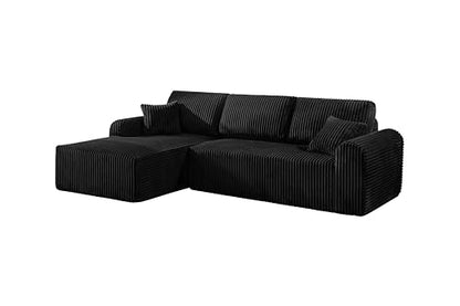 109-Inch L-Shaped Left Facing Boneless Corner Sofa 2 PCS Modular Sectional Cloud Sofa Couch with Chaise Lounge and Toss Pillow, Corduroy Boneless L-Shaped Couches