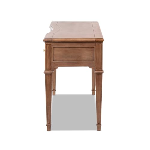 Jennifer Taylor Home JTH Luxe Dauphin 55" 3-Drawer Wood Executive Desk, Natural Brown Wood