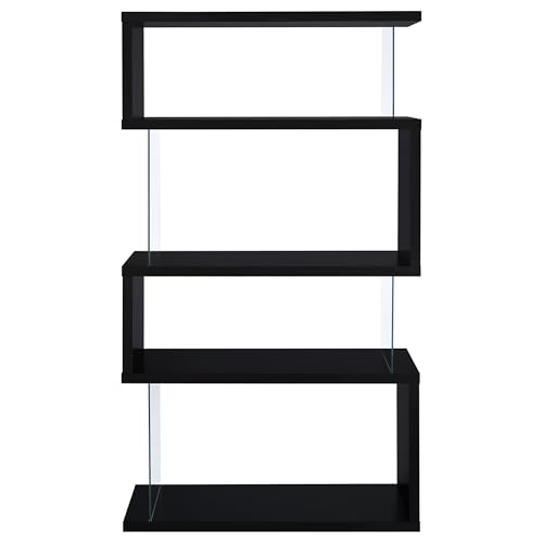 Coaster Emelle Open Display Bookshelf with Tempered Glass Black 800340, view 5