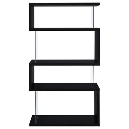 Coaster Emelle Open Display Bookshelf with Tempered Glass Black 800340, view 5
