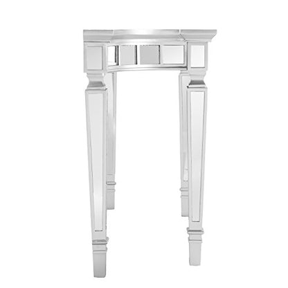 Glenview Glam Mirrored Console Table - Matte Silver - Transitional Design - Ideal for Entryway, Living Room (CK3633)