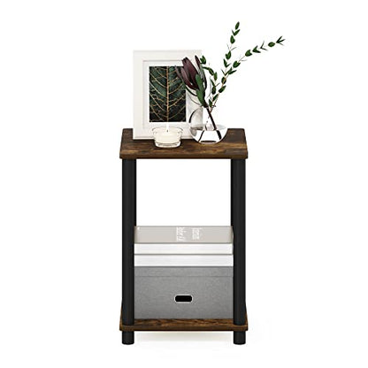TURN-N-TUBE Side Table, 2-Tier Modern Square End Table with Open Shelf, Toolless Night Stand, Bedside Table, for Living Room, Bedroom, Amber Pine