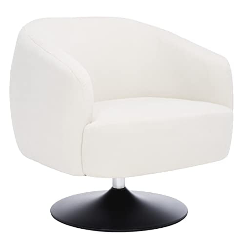 Home Collection Ezro Mid-Century Glam Cream Velvet Accent Swivel Chair