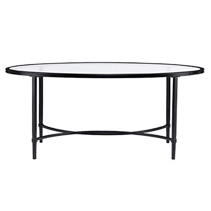 Quinton Metal/Glass Oval Cocktail Table - Black, 45 in x 25 in x 19 in