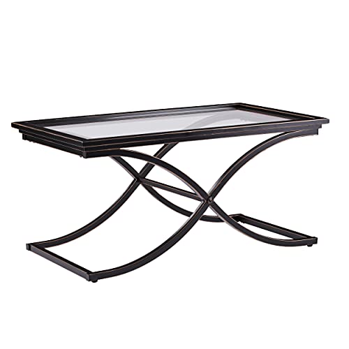 Vogue Cocktail Table - Black - Transitional Design, Black Glass and Wood - Ideal for Living Room, Family Room (CK9940)