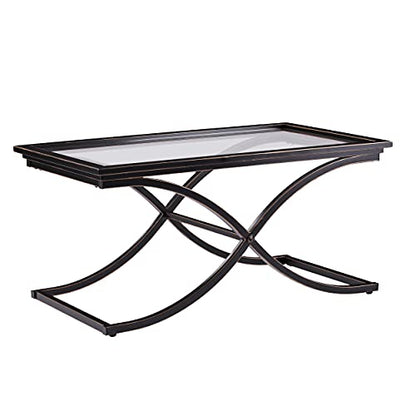 Vogue Cocktail Table - Black - Transitional Design, Black Glass and Wood - Ideal for Living Room, Family Room (CK9940)