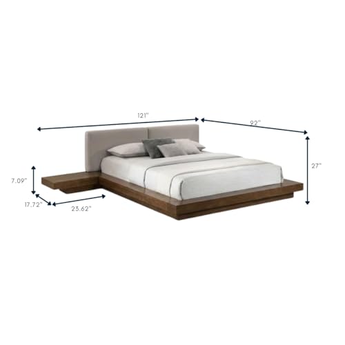 Acacia Wood Queen Bed Frame with Walnut Finish, view 4