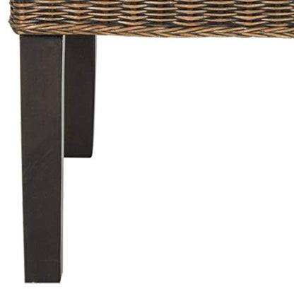 SAFAVIEH Furniture - Arjun Wicker Dining Chair Set of 2 - Brown & Multi - Rattan - Coastal Woven Design - Ideal for Dining Room, Kitchen, 17.7" Seat Height (SEA8013C-SET2)