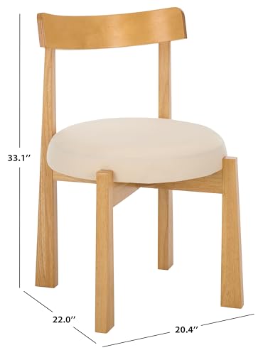 SAFAVIEH Furniture - Anselm Dining Chair Set of 2 - White & Light Blonde Solid Wood - Modern Upholstered Chair - Fully Assembled - Ideal for Dining Room, Kitchen, 19" Seat Height (DCH8810C-SET2)