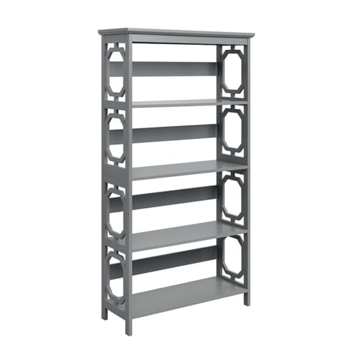 Omega 5 Tier Bookcase, Gray