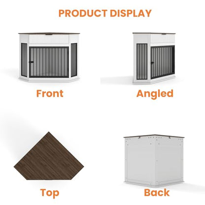 Corner Dog Crate Furniture with Fluted Storage Drawer, view 4