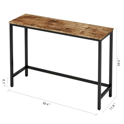 39.4” Console Table, Hallway Entrance Table Sofa Table Behind Couch, for Living Room, Entryway, Easy Assembly, Accent Table, Rustic Brown