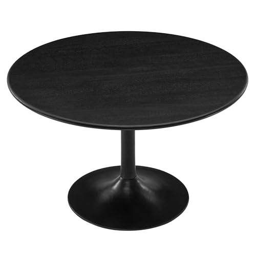 Lippa 48Inch Round Dining Table Solid Wood Black Finish Modern Kitchen Room Entertaining Home Furniture Quality Stylish Elegant Durable Refined Versatile Contemporary