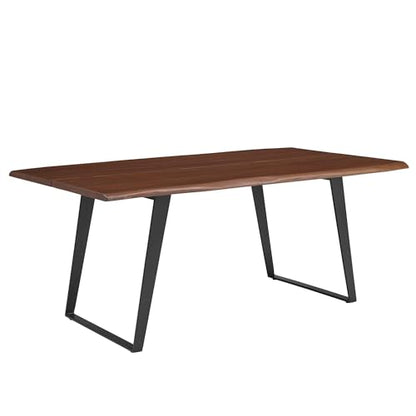 Viggo Dining Table 74 Inch Live Edge Acacia Wood Black Walnut Finish Modern Kitchen Room Entertaining Home Furniture Quality Stylish Elegant Durable Refined Versatile