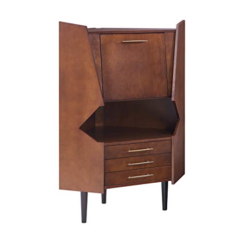 Larson Corner Storage Bar Cabinet, brown.
