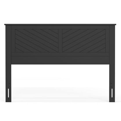 Wood Panel Headboard with Chevron Scoring, Queen Size, Black, Easy Assembly, view 6