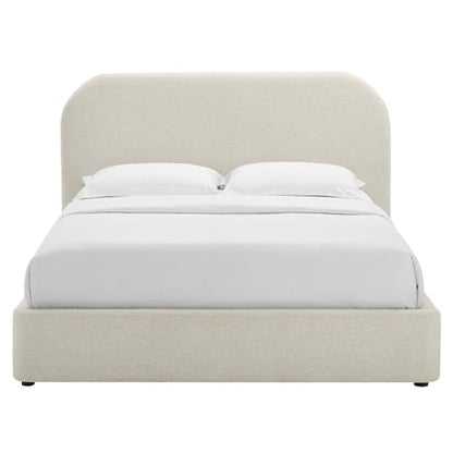 Keynote Modern Queen Bed Frame with Curve Shaped Headboard in Heathered Weave, view 8