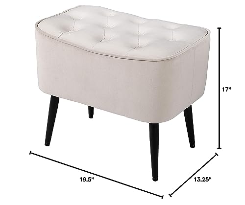 Tufted Tan Velvet Ottoman Footstool, view 3