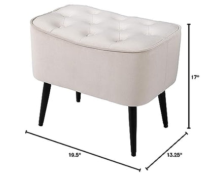 Tufted Tan Velvet Ottoman Footstool, view 3