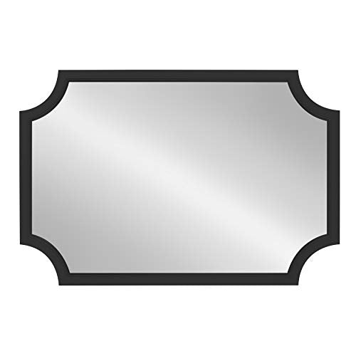 Hogan Wood Framed Mirror with Scallop Corners, 24 x 36, Black