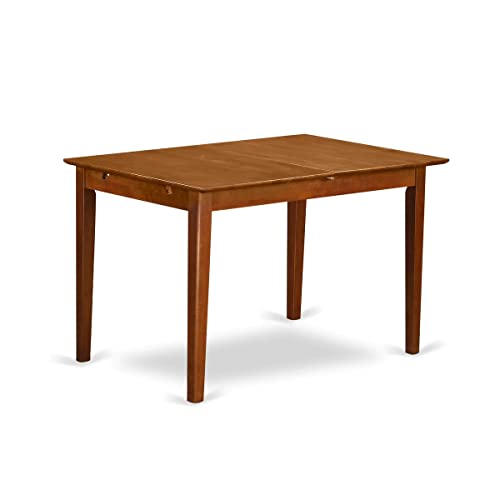 PST-SBR-T Picasso Dining Table - a Rectangle Wooden Table Top with Butterfly Leaf, 32x60 Inch, Saddle Brown