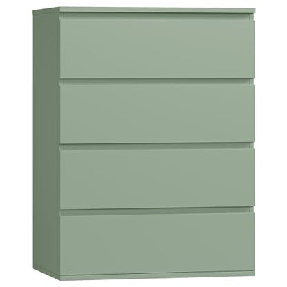 4 Drawer Dresser, Green Dresser Modern Storage Chest of Drawers 23.6L x 15.7W x 31.5H in, Storage Cabinet with 4 Drawers for Home Office, Green