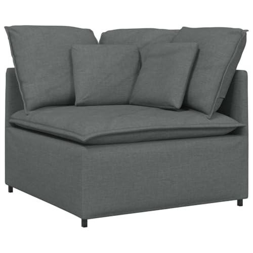 Modular Corner Sofa Module, Modern Fabric Accent Chair for Living Room, Charcoal Gray Upholstered Seat with Deep Cushions, 39.4 Inch Square Modular Furniture, Easy Setup