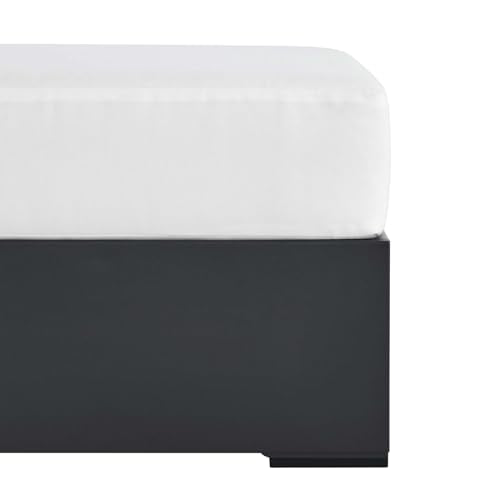 Tahoe Aluminum Ottoman in Gray White with Weather-Resistant Cushion-Ideal as Outdoor Footstool, Patio or Sunroom Furniture