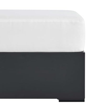 Tahoe Aluminum Ottoman in Gray White with Weather-Resistant Cushion-Ideal as Outdoor Footstool, Patio or Sunroom Furniture