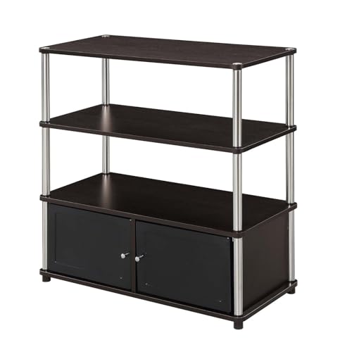 Designs2Go Highboy TV Stand with Storage Cabinets and Shelves for TVs up to 40 Inches, Espresso