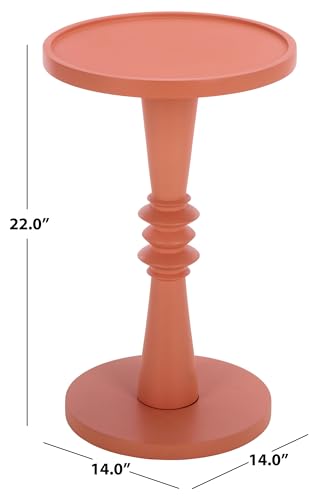 SAFAVIEH Furniture - Omid Accent Table - Pink - Solid Wood Pedestal Side Table - Round Tray Top Modern Design - Fully Assembled - Ideal for Living Room, Bedroom, 14" W x 14" D x 22" H (ACC3268A)